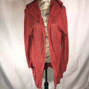 St. John's Bay Open Weave Cardigan Sweater longer length with pockets Size L